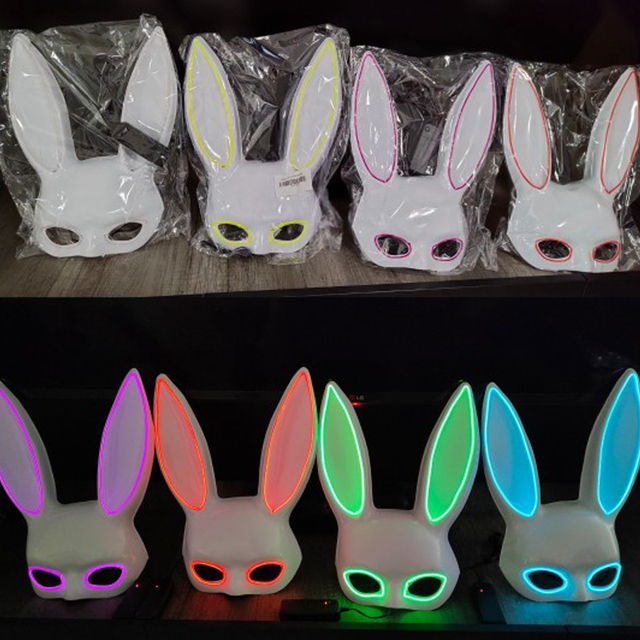 Podświetlana maska królika Bunny Mask Luminous LED - rekwizyt do Cosplay i imprez masquerade dla świecących kobiet - Wianko - 3