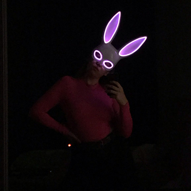 Podświetlana maska królika Bunny Mask Luminous LED - rekwizyt do Cosplay i imprez masquerade dla świecących kobiet - Wianko - 6