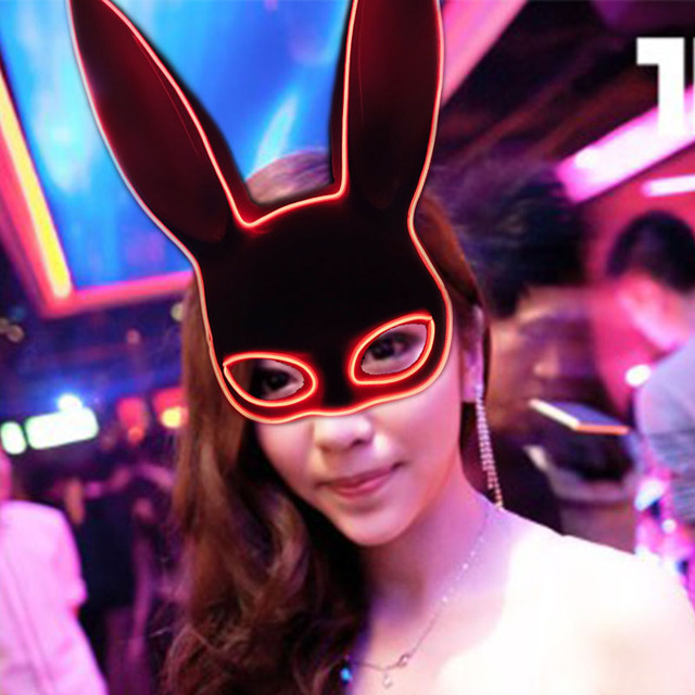 Podświetlana maska królika Bunny Mask Luminous LED - rekwizyt do Cosplay i imprez masquerade dla świecących kobiet - Wianko - 45