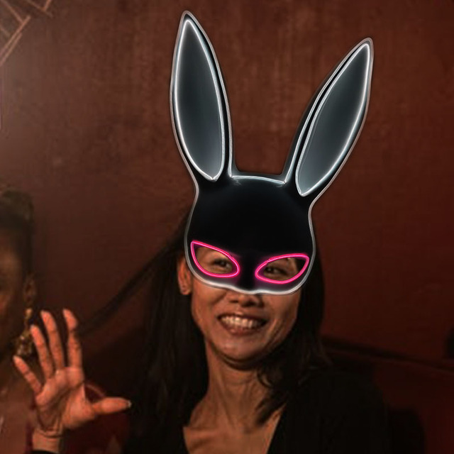 Podświetlana maska królika Bunny Mask Luminous LED - rekwizyt do Cosplay i imprez masquerade dla świecących kobiet - Wianko - 54
