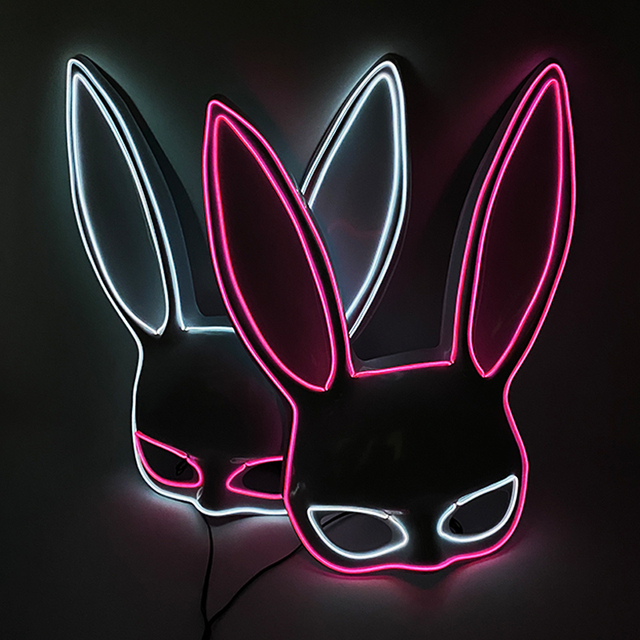 Podświetlana maska królika Bunny Mask Luminous LED - rekwizyt do Cosplay i imprez masquerade dla świecących kobiet - Wianko - 47