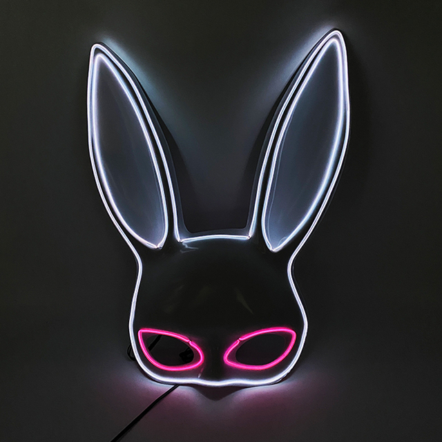 Podświetlana maska królika Bunny Mask Luminous LED - rekwizyt do Cosplay i imprez masquerade dla świecących kobiet - Wianko - 49