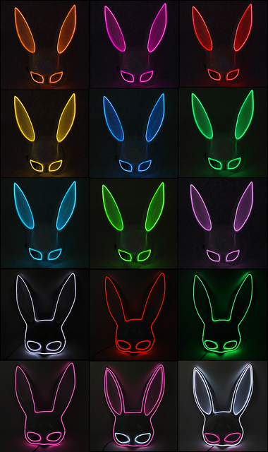 Podświetlana maska królika Bunny Mask Luminous LED - rekwizyt do Cosplay i imprez masquerade dla świecących kobiet - Wianko - 2