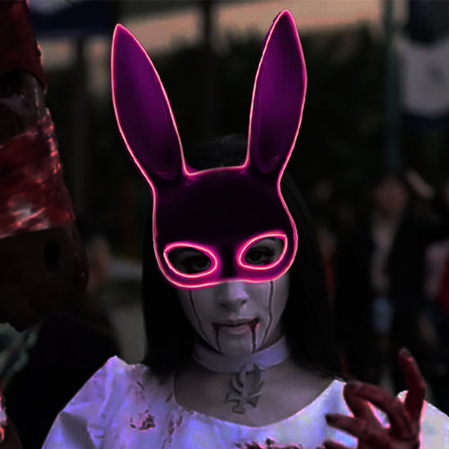 Podświetlana maska królika Bunny Mask Luminous LED - rekwizyt do Cosplay i imprez masquerade dla świecących kobiet - Wianko - 43