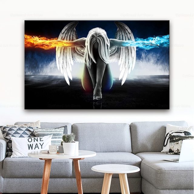 Plakat i obraz ścienny Anime Anioł Dziewczyna - skrzydła lodu i ognia do dekoracji domu - Wianko - 5