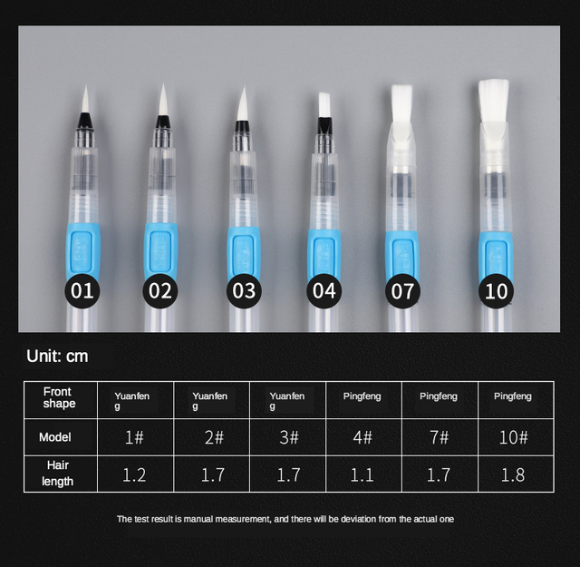Pędzle do malowania - 6 sztuk miękkich pędzli, nawadnianie wodą, rozpuszczalne w wodzie, dezynfekcja - Wianko - 3