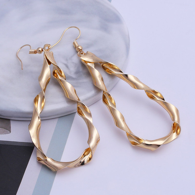 Złote metalowe kolczyki w punkowym stylu dla kobiet - 2022 nowa, modna biżuteria - Wianko - 16
