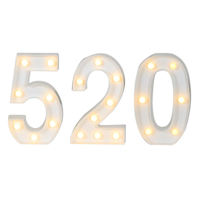 LED Letter - Lampka nocna z plastiku w kształcie liter i cyfr, ozdobiona sercem, światło LED, idealna dekoracja na ślub, Baby Shower, urodziny i inne imprezy - Wianko - 3