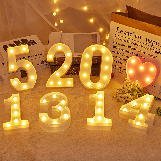 LED Letter - Lampka nocna z plastiku w kształcie liter i cyfr, ozdobiona sercem, światło LED, idealna dekoracja na ślub, Baby Shower, urodziny i inne imprezy - Wianko - 6