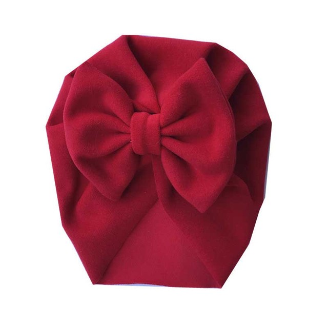 Miękka czapka dla niemowląt z dużym kokardą - turban jednolitego koloru dla dziewczynek - Wianko - 19