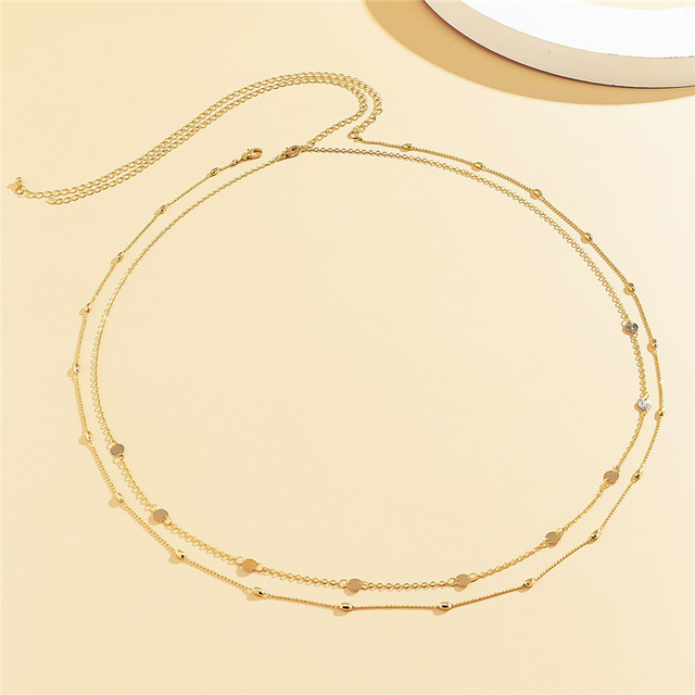 Seksowny łańcuszek cekiny na talię, dwukrotna warstwa wąż dzwon biżuteria do ciała kości garnitur dla kobiet - Wianko - 6