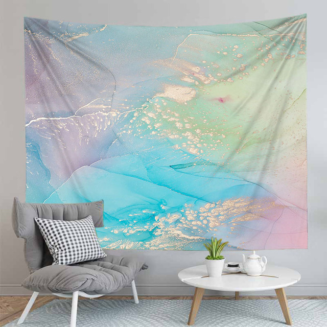 Nordic Home - Kolorowy marmurowy wzór gobelinów ścian, tkaniny na malarstwo, dekoracja i plażowy ręcznik - Wianko - 15