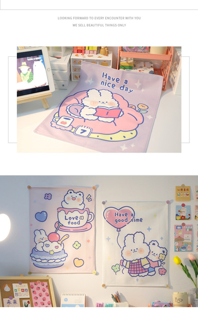 Tkanina ścieralna Kawaii Bunny z nadrukiem lodów do dekoracji sypialni - Wianko - 5