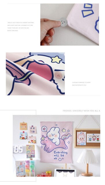 Tkanina ścieralna Kawaii Bunny z nadrukiem lodów do dekoracji sypialni - Wianko - 3