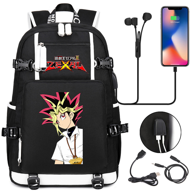 Plecak Anime Yu-Gi-Oh! z ładowaniem USB do słuchawek, wysokiej jakości torba na laptopa na co dzień dla nastolatków - Wianko - 8