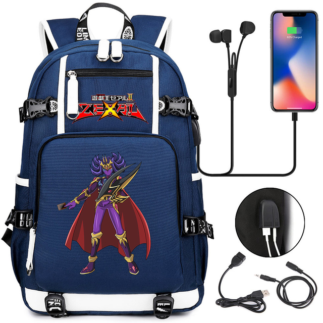 Plecak Anime Yu-Gi-Oh! z ładowaniem USB do słuchawek, wysokiej jakości torba na laptopa na co dzień dla nastolatków - Wianko - 7