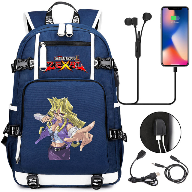 Plecak Anime Yu-Gi-Oh! z ładowaniem USB do słuchawek, wysokiej jakości torba na laptopa na co dzień dla nastolatków - Wianko - 5
