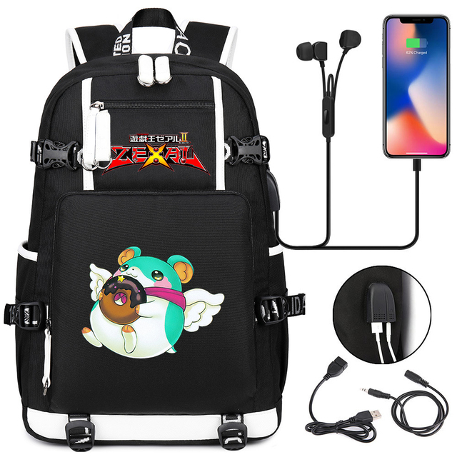 Plecak Anime Yu-Gi-Oh! z ładowaniem USB do słuchawek, wysokiej jakości torba na laptopa na co dzień dla nastolatków - Wianko - 3
