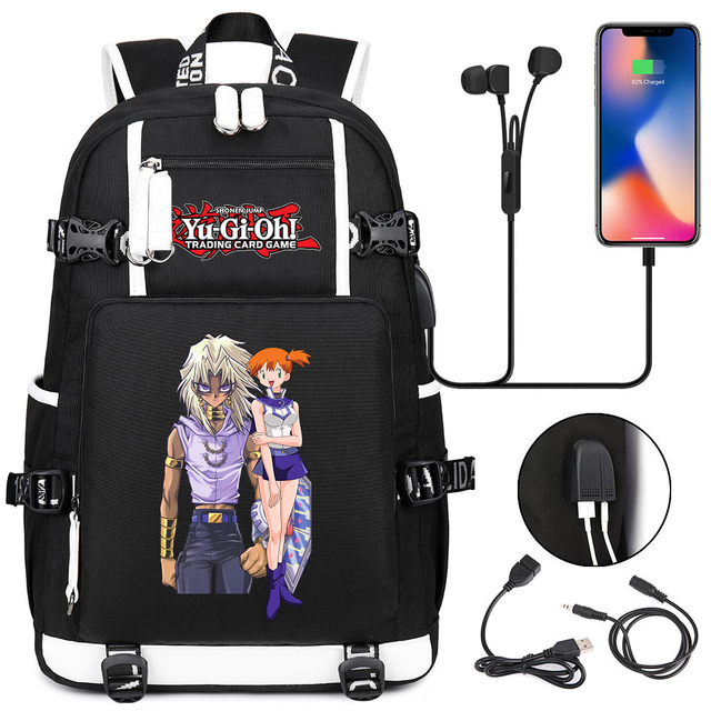 Plecak Anime Yu-Gi-Oh! z ładowaniem USB do słuchawek, wysokiej jakości torba na laptopa na co dzień dla nastolatków - Wianko - 6