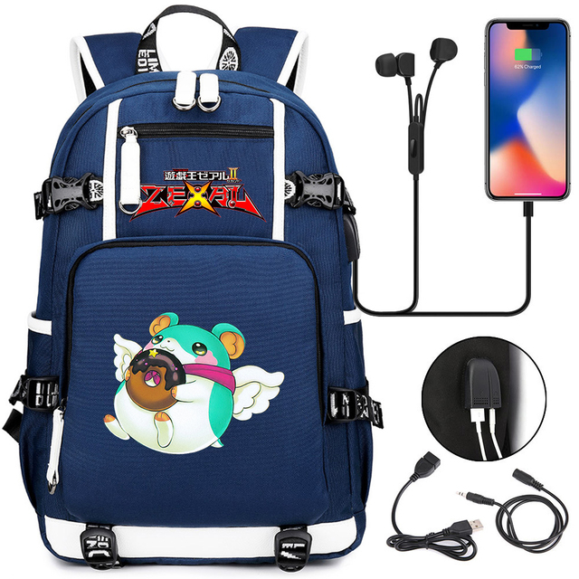 Plecak Anime Yu-Gi-Oh! z ładowaniem USB do słuchawek, wysokiej jakości torba na laptopa na co dzień dla nastolatków - Wianko - 1