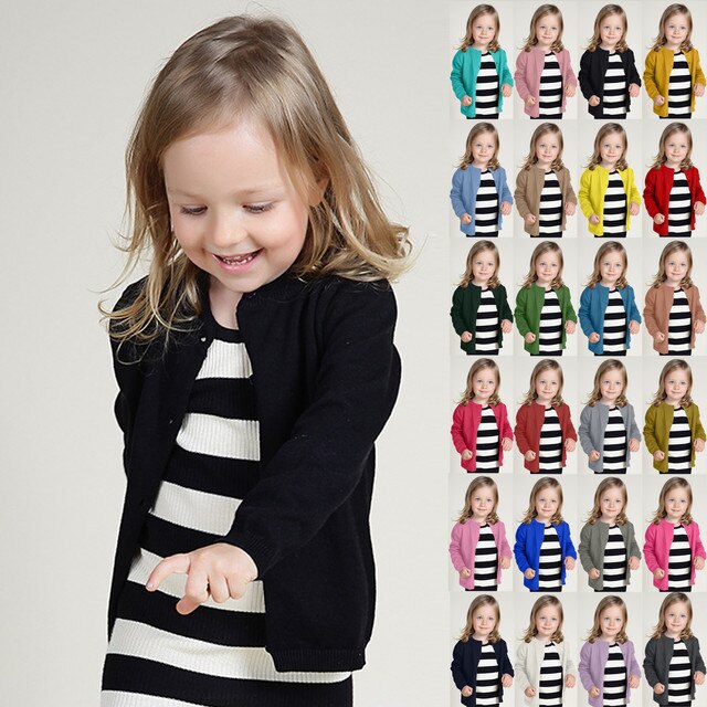 Sweter dla dzieci Toddler Kids - rozpinany, ciepły i wiosenny. Kurtka dzianinowa w uniwersalnym kolorze - Wianko - 1
