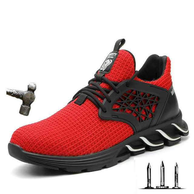 Męskie lekkie i oddychające obuwie ochronne z stalowym noskiem do pracy na co dzień, niezniszczalne i odporne na przebicie marki Outdoor Sneakers - Wianko - 2