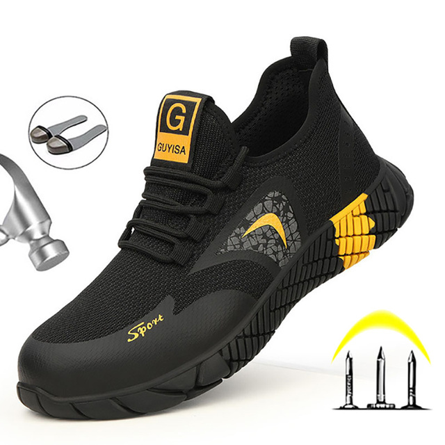 Męskie lekkie i oddychające obuwie ochronne z stalowym noskiem do pracy na co dzień, niezniszczalne i odporne na przebicie marki Outdoor Sneakers - Wianko - 5