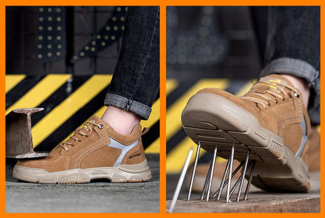 Męskie lekkie i oddychające obuwie ochronne z stalowym noskiem do pracy na co dzień, niezniszczalne i odporne na przebicie marki Outdoor Sneakers - Wianko - 18
