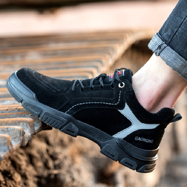Męskie lekkie i oddychające obuwie ochronne z stalowym noskiem do pracy na co dzień, niezniszczalne i odporne na przebicie marki Outdoor Sneakers - Wianko - 27