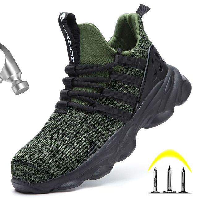 Męskie lekkie i oddychające obuwie ochronne z stalowym noskiem do pracy na co dzień, niezniszczalne i odporne na przebicie marki Outdoor Sneakers - Wianko - 3