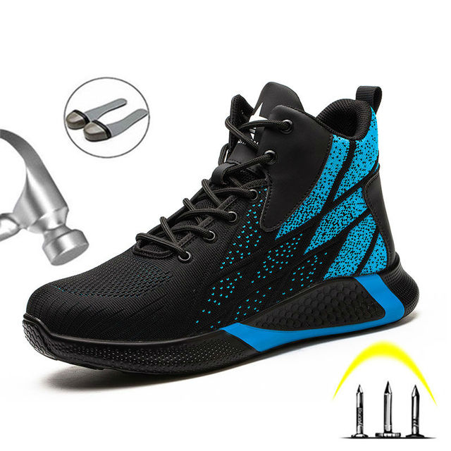Męskie lekkie i oddychające obuwie ochronne z stalowym noskiem do pracy na co dzień, niezniszczalne i odporne na przebicie marki Outdoor Sneakers - Wianko - 8