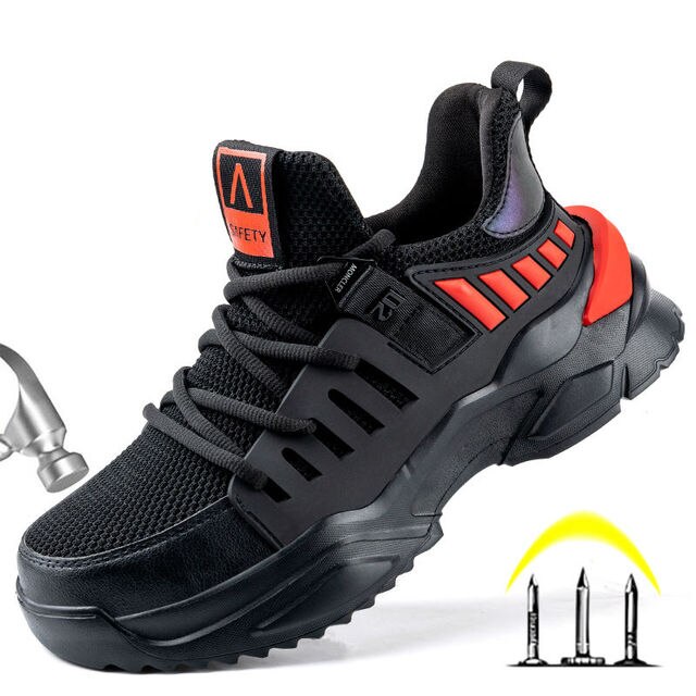 Męskie lekkie i oddychające obuwie ochronne z stalowym noskiem do pracy na co dzień, niezniszczalne i odporne na przebicie marki Outdoor Sneakers - Wianko - 12