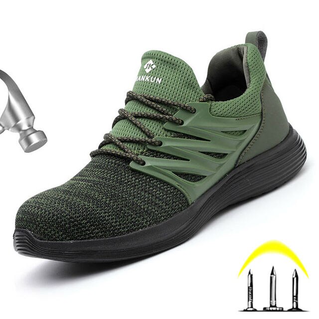 Męskie lekkie i oddychające obuwie ochronne z stalowym noskiem do pracy na co dzień, niezniszczalne i odporne na przebicie marki Outdoor Sneakers - Wianko - 4