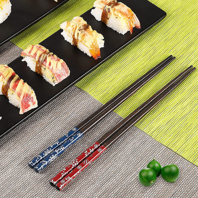Japońskie pałeczki do jedzenia sushi z drewnianego materiału i etui wielokrotnego użytku - wysoka jakość i wytrzymałość - Wianko - 4