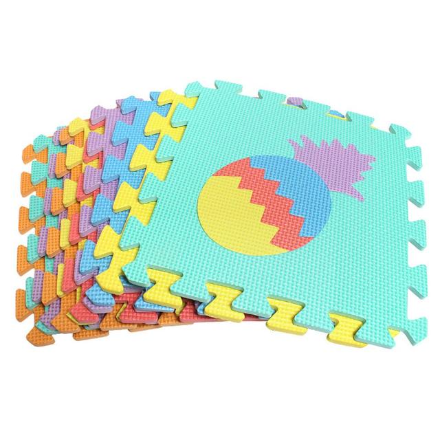 Mata z pianki dywanowej dla dziecka z zestawem 10 sztuk numerów, owoców, zwierząt i wzorów piankowych, idealna do zabawy i nauki - Wianko - 7