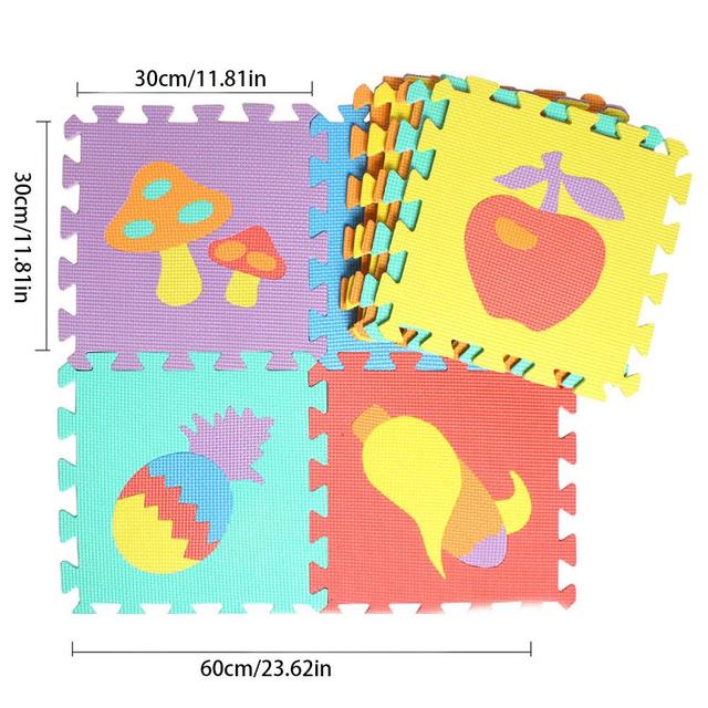 Mata z pianki dywanowej dla dziecka z zestawem 10 sztuk numerów, owoców, zwierząt i wzorów piankowych, idealna do zabawy i nauki - Wianko - 8