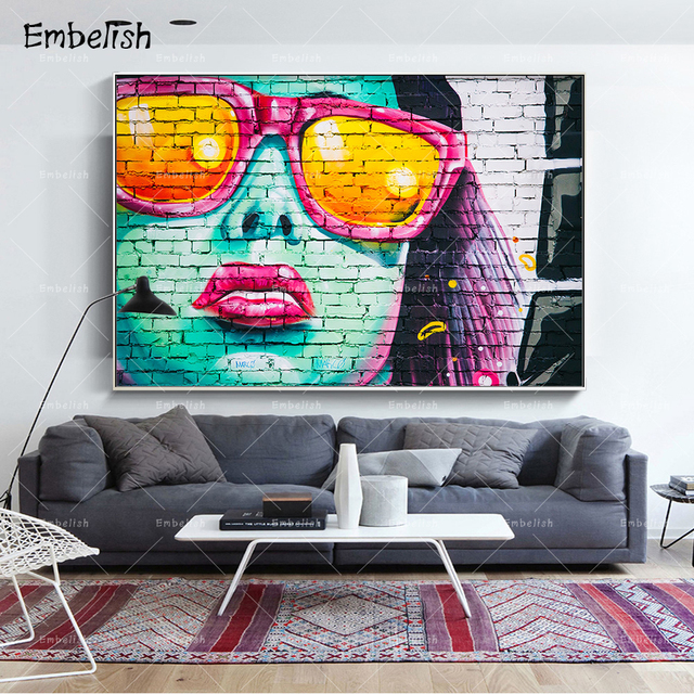 Plakat ściennej seksownej dziewczyny w okularach, do salonu – nowoczesne dekoracje do domu, obrazy na płótnie HD, graffiti picture - Wianko - 4