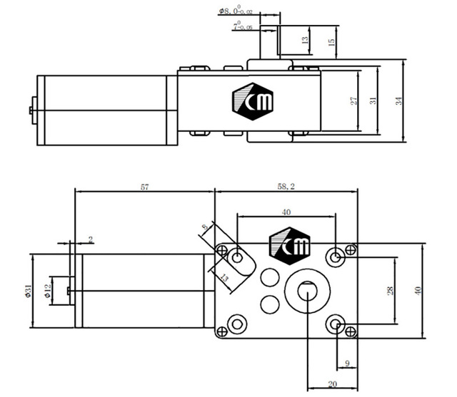 Silnik prądu stałego DC12V 24V mocny z przekładnią ślimakową Turbo, moc 70kg.cm - Wianko - 1