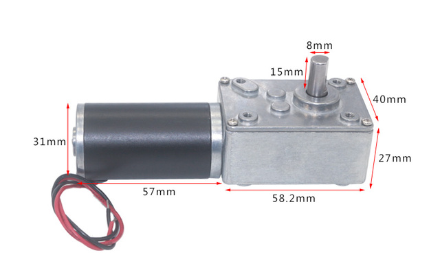 Silnik prądu stałego DC12V 24V mocny z przekładnią ślimakową Turbo, moc 70kg.cm - Wianko - 3