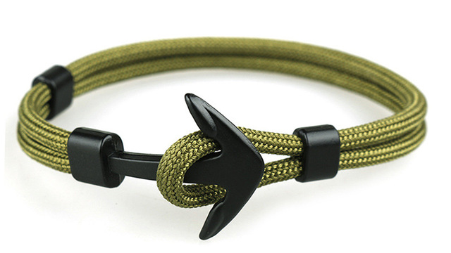 Czarna bransoletka hologramowa z kotwicą i łańcuchem Survival Rope dla mężczyzn - Paracord Metal Sport Hooks 2019 - Wianko - 8