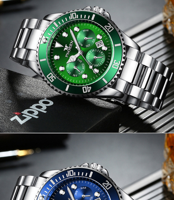 Męskie zegarki kwarcowe FNGEEN 2020 - Zielona woda, duch mężczyzn, nowy model, stal, wodoodporne - Wianko - 10