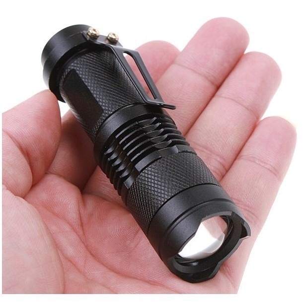 Mini latarka aluminiowa 7 W 300 LM CREE Q5 z zoomem - kemping, rower, polowanie - Wianko - 4