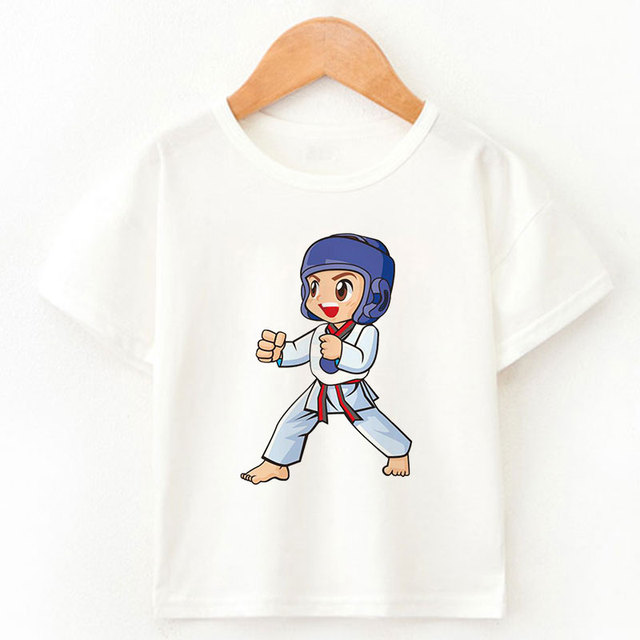 Koszulka dziecięca z krótkim rękawem Taekwondo niedźwiadek dla chłopców i dziewczynek - Wianko - 7