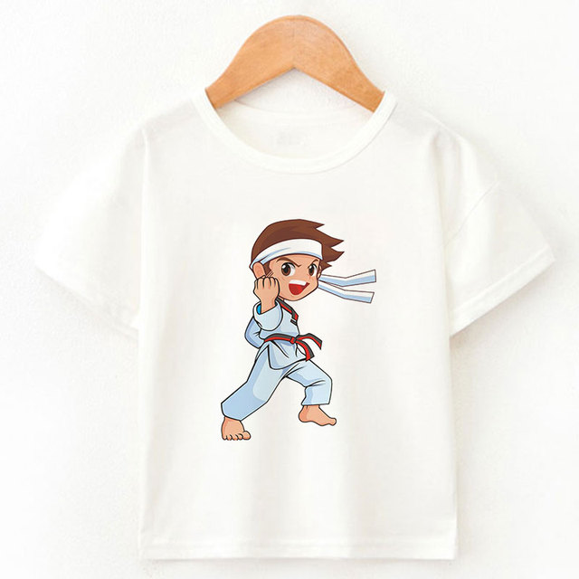 Koszulka dziecięca z krótkim rękawem Taekwondo niedźwiadek dla chłopców i dziewczynek - Wianko - 3