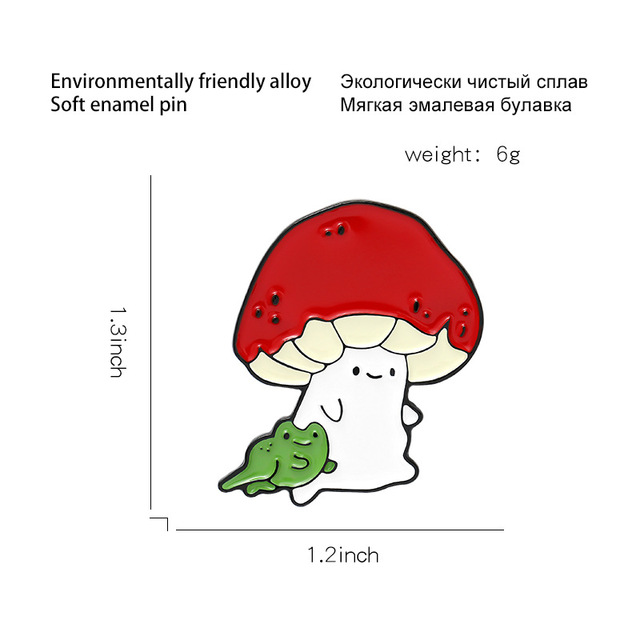 Broszka Mini Grzyb: Kreatywna metalowa emaliowana broszka dla kobiet na płaszcz, kapelusz i szpilki - prezenty na Nowy Rok 2021 - Wianko - 1