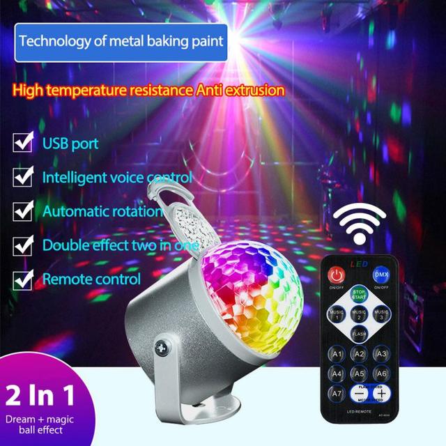 Mini światło dyskotekowe USB sterowanie głosem - 14 wzorów, projektor oświetlenia scenicznego na imprezy, śluby, urodziny i imprezy DJ - Wianko - 1