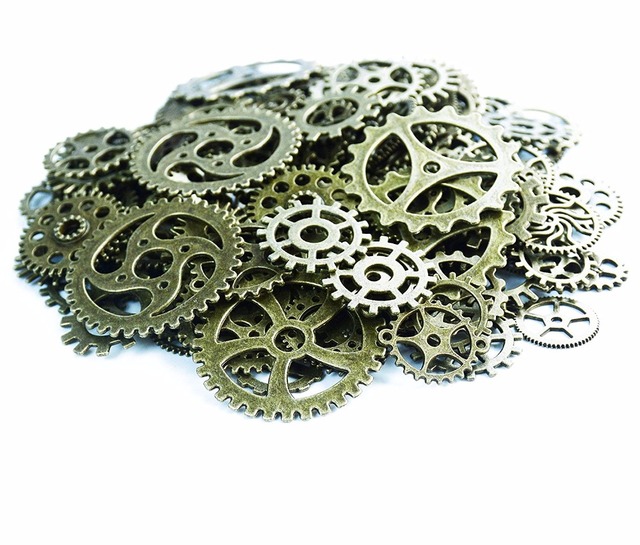 Vintage Metalowe mieszane Gears - Zawieszki charms Steampunk do tworzenia biżuterii, brąz, około 120 g/partia - Wianko - 8