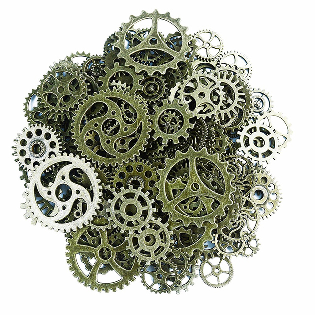 Vintage Metalowe mieszane Gears - Zawieszki charms Steampunk do tworzenia biżuterii, brąz, około 120 g/partia - Wianko - 17