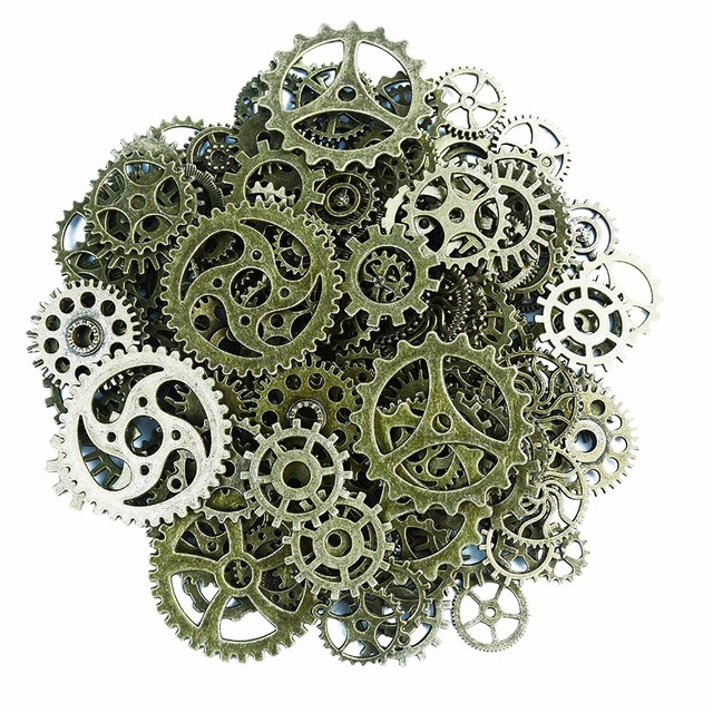 Vintage Metalowe mieszane Gears - Zawieszki charms Steampunk do tworzenia biżuterii, brąz, około 120 g/partia - Wianko - 2
