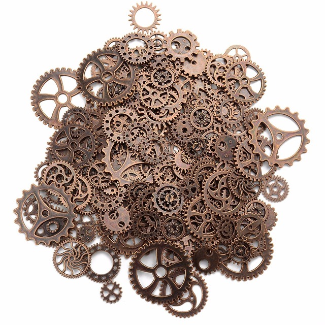 Vintage Metalowe mieszane Gears - Zawieszki charms Steampunk do tworzenia biżuterii, brąz, około 120 g/partia - Wianko - 1